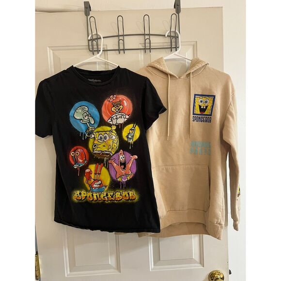 2 Pack Spongebob Shirt and Hoodie Size small Viacom - Picture 1 of 7